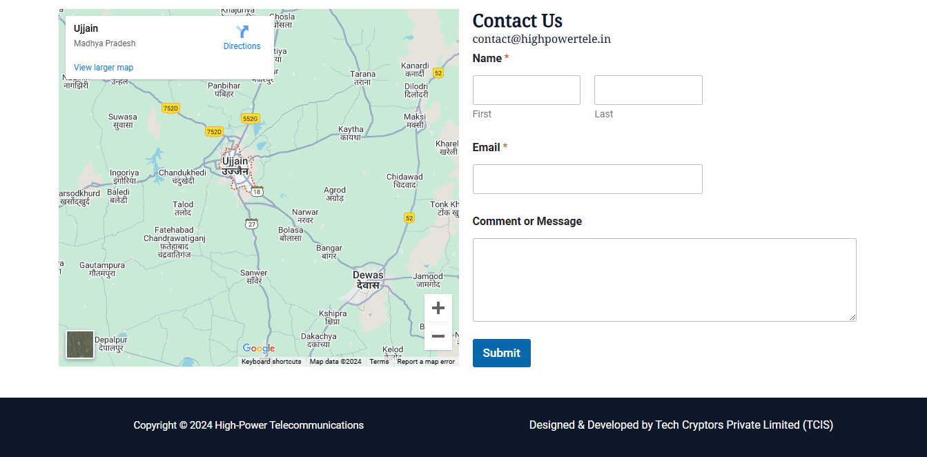 high-power-telecommunications-website-contact-page-designed-and-developed-by-tech-cryptors-private-limited