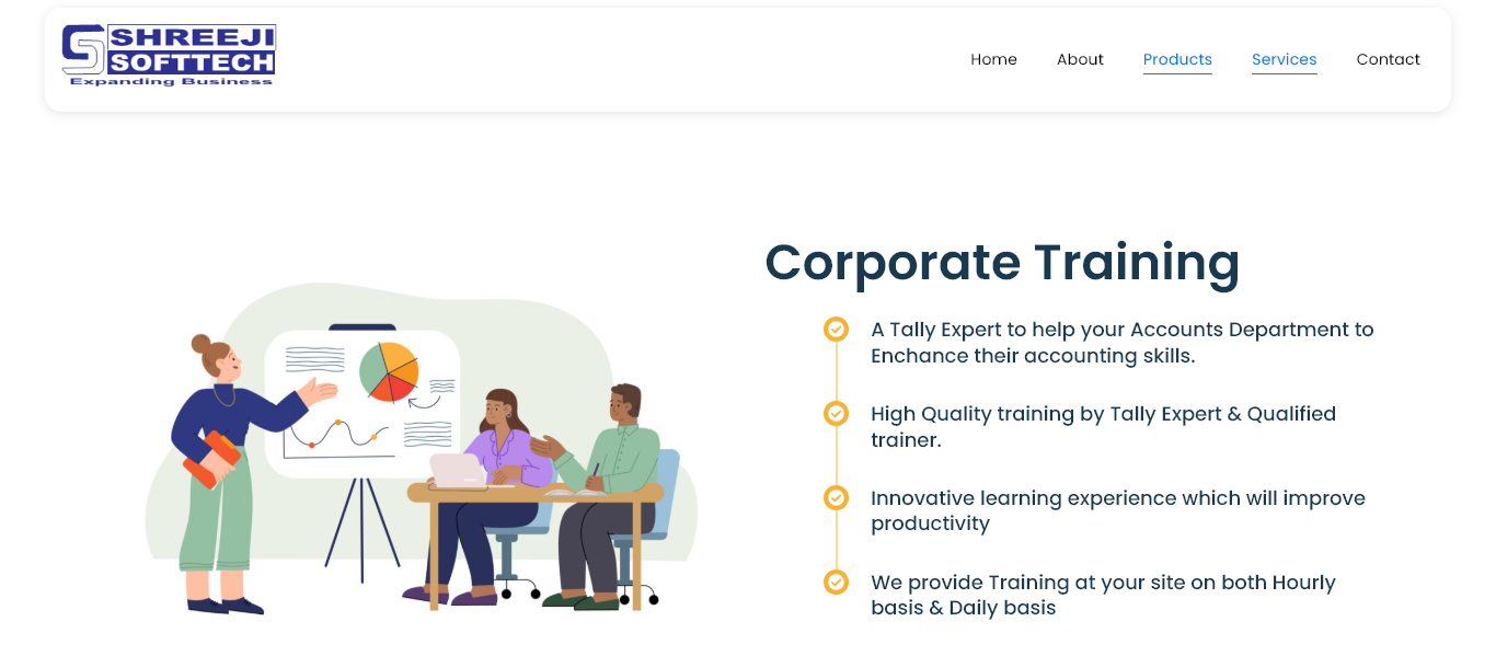 shreeji-softtech-website-corporate-training-section-designed-and-developed-by-tech-cryptors-private-limited