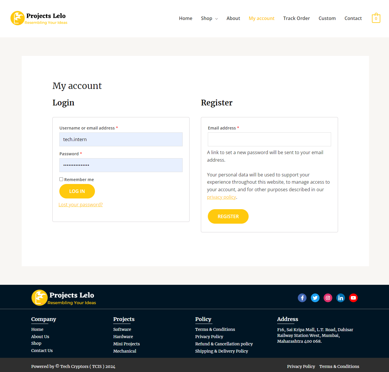 projects-lelo-website-my-account-designed-and-developed-tech-cryptors-private-limited