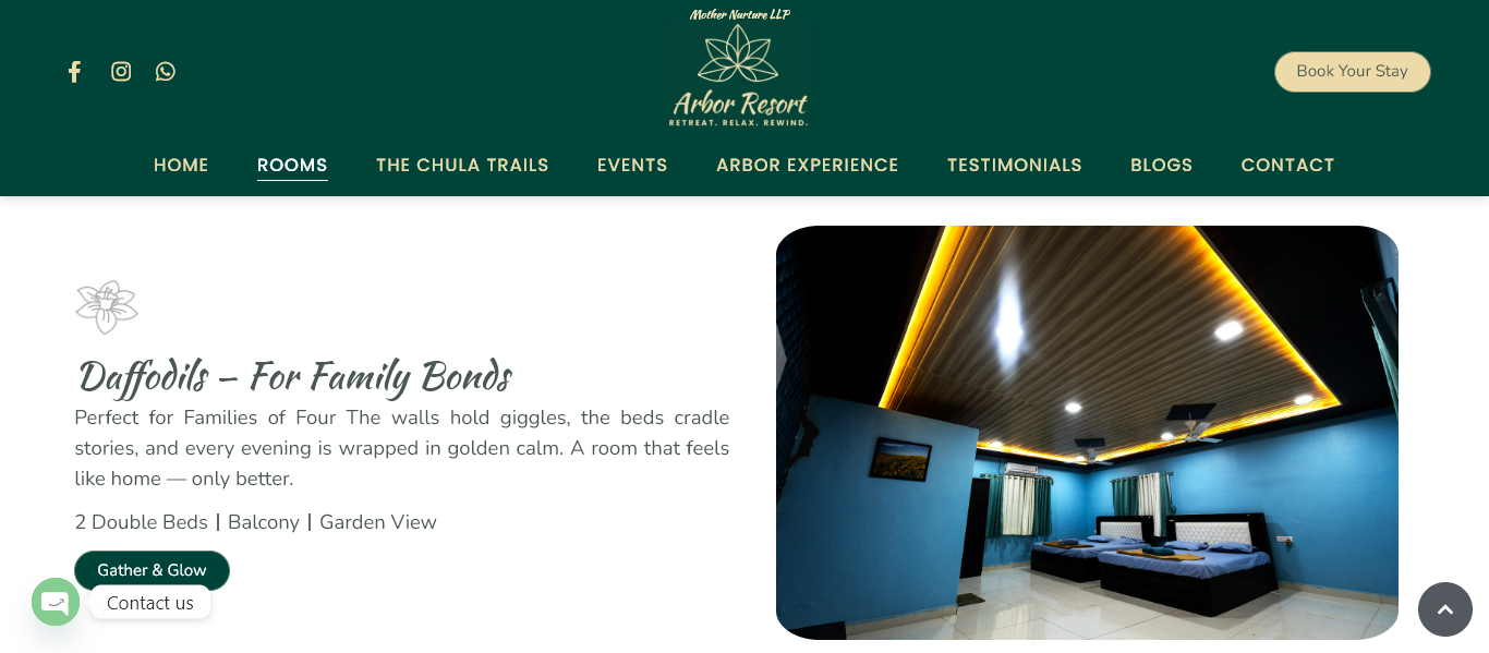 arbor-resort-website-rooms-page-daffodils-section-designed-and-developed-by-tech-cryptors-private-limited
